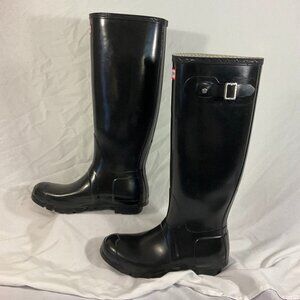 Hunter Original Tall Black Gloss Rain Boots, UNISEX, SIZES: 7M/8F